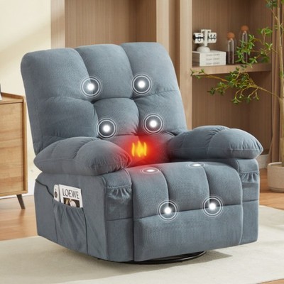 Massage Swivel Recliner Chair w/ Vibration Massage and Lumbar Heating 350LBS