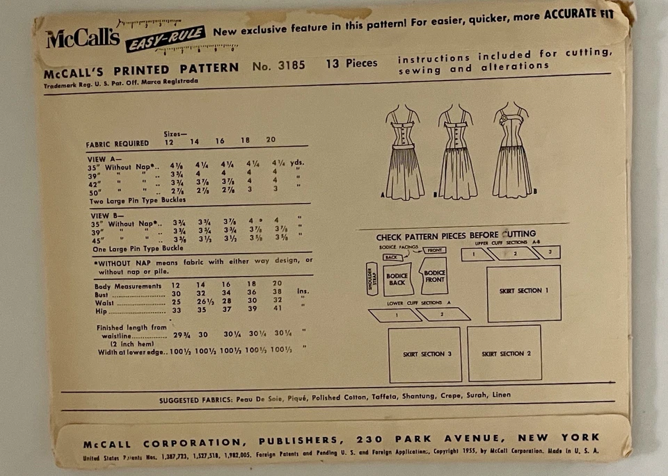50’s CUFFED BODICE Eve Dress McCalls 3185 #VintageSewingPattern Women Drop Waist - Image 3 of 4