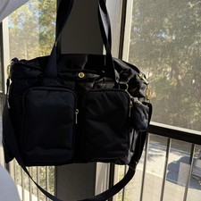 Huggies Evening Carry All Tote Diaper Bag Black, Detachable Strap, Outer Pockets