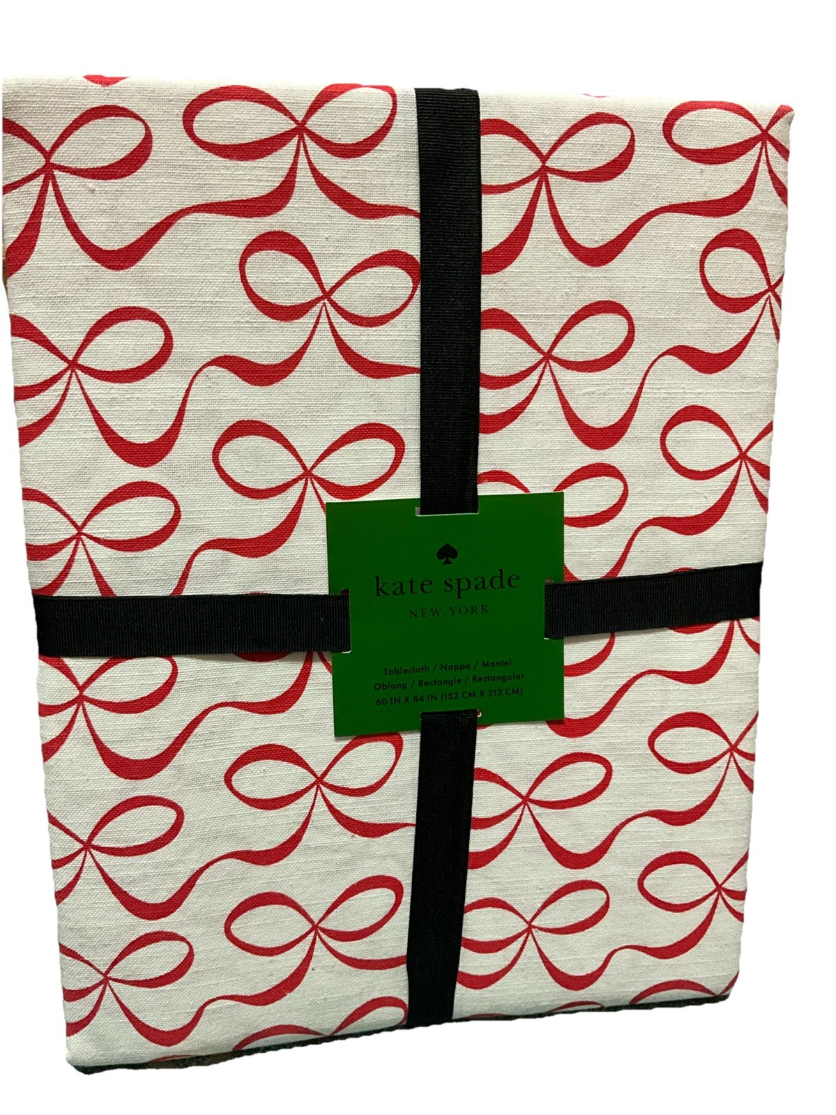 Kate Spade Bows Tablecloth - Valentines Christmas  Red on White - 60 x 84" - NWT