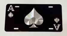 Ace Of Spades Car Tag Diamond Etched Engraved Front License Plate Poker Gift