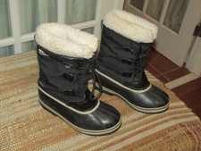 Sorel Yoot Pack Youth Big Kids Boots 4 Black Waterproof Faux Sherpa Snow