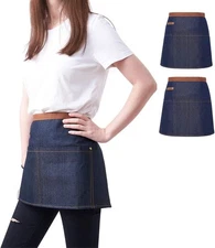 KPD Denim Apron With Pockets - Adjustable Blue for Kitchen, BBQ, and 