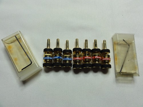 Monster Cable X-Terminator 24k Gold Spade to Banana Adapters Connectors Speaker