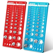 62 Nut and Bolt Thread Checker Standard and Metric, Bolt Size and Thread Gaug...
