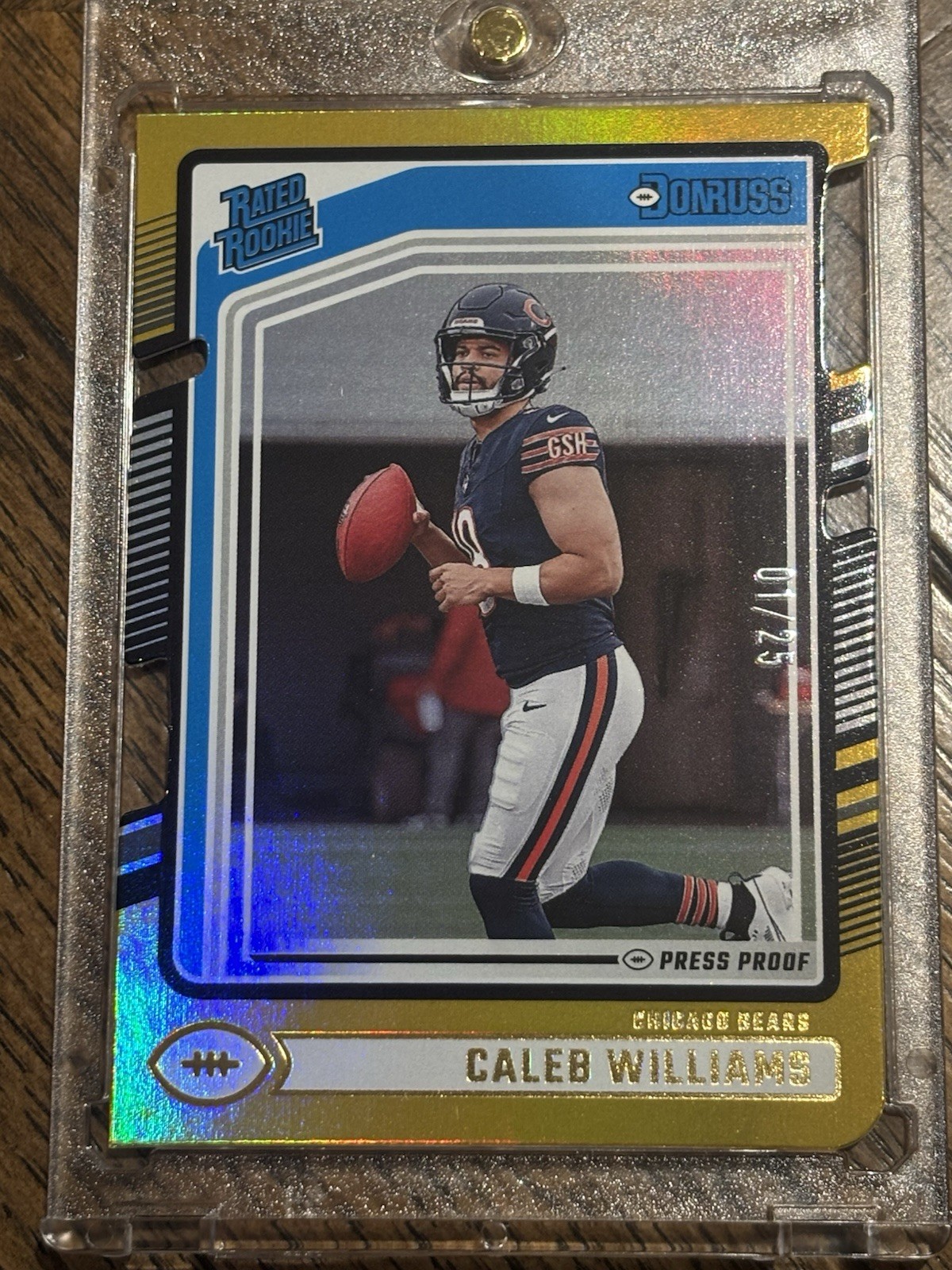 Caleb Williams 2024 Donruss Rated Rookie #327 Gold Press Proof Die Cut /25 RC