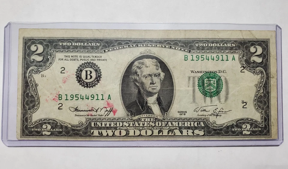 1976 $2 Two Dollar Bill Federal Reserve Note With Misalignment Printing Error - Image 4 of 4
