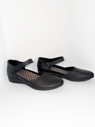 Scarpe comode REVERE Osaka Mary Jane mocassino in pelle nero cuscino orto largo 12