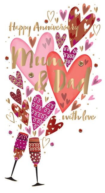 Wedding Anniversary Card - Mum & Dad Hearts - Talking Pictures Quality NEW