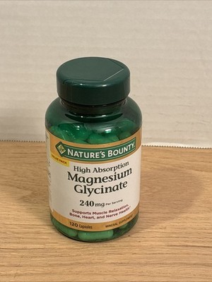 Nature s Bounty High Absorption Magnesium Glycinate 240 mg for Supporting Muscle