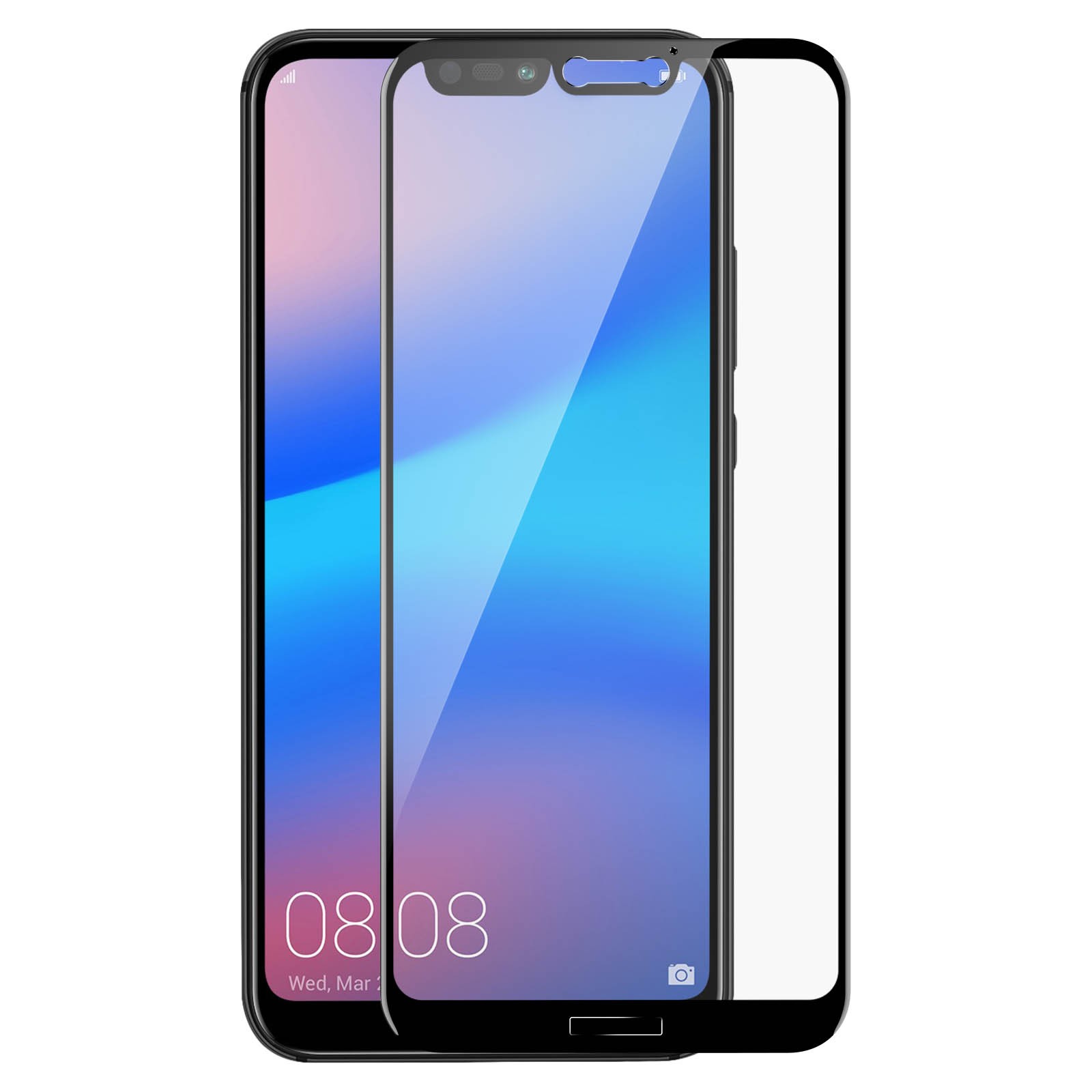 Protection ecran Huawei P20 Lite Avizar en verre trempe 9H avec contour noir ultra resistant
