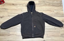 Carhartt J130 DKB Dark Brown Hooded Canvas Jacket Vintage Y2K, Coat, M dium