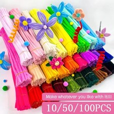 120pk Pipe Cleaners Chenille Stems 30cm Assorted Colours High Quality Craft Set