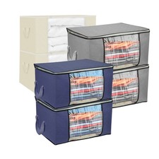 2-Pack 90L Foldable Clothes Storage Bags Clear Window Dual Zipper