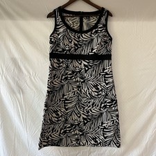 Chaps Women’s Stretch Black/White Tropical Vibe Sheath Dress Size 14