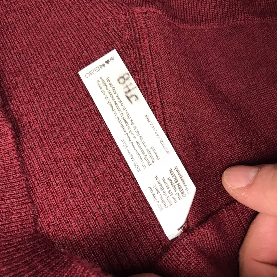 Vestido Suéter Eileen Fisher Mujer XL Rojo Lana Merino Tejido Cuello Redondo Túnica Foto 4 de 4