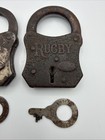 4 Antique/Vintage Miller "RUGBY" Padlocks w/ Keys Strong Springs — photo 5