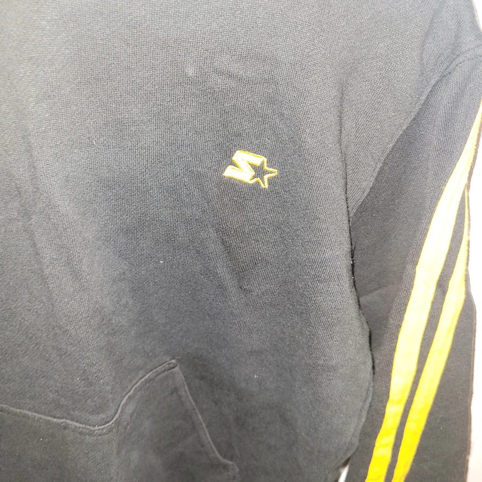 Sudadera con Capucha Starter Negra Amarilla Rayas Talla L 12 14 Juvenil Atlética Y2K Foto 3 de 4