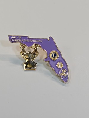Lions International MD 35 Florida & Bahamas Lapel Pin Map Shape Dangling Charm