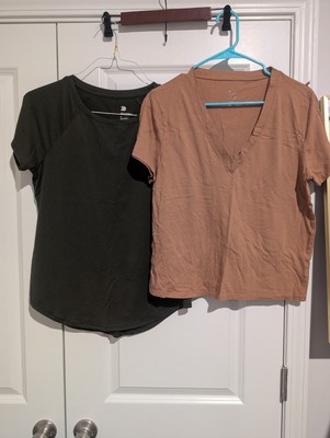 Size M Target Bundle A New Day Cafe Brown V Neck & All In Motion Green Scoop T