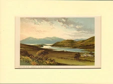 1892 scottish  mounted  chromo view titled "  loch fad  "