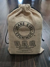 Snake Eyes Yard Games Wooden Dominoes Burlap Bag 100% Natural outdoor Made USA