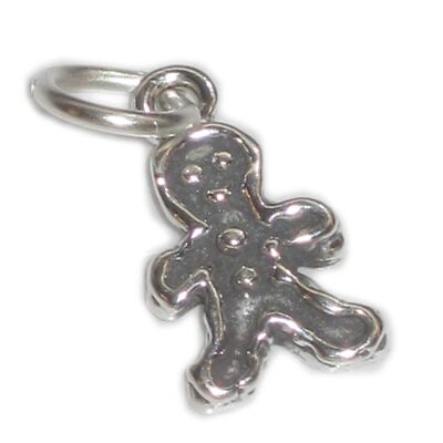 Gingerbread Man Tiny sterling silver charm .925 x1 Sweets Candy charms.