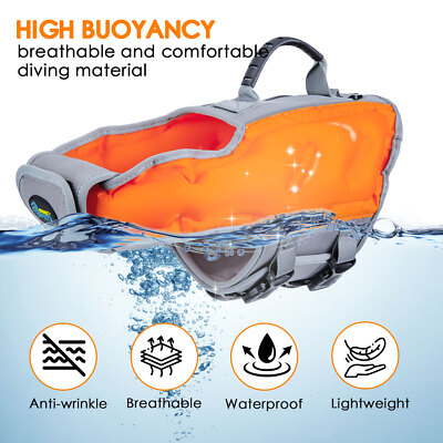 L Pet Dog Life Jacket Inflatable Swimming Safety Rescue Vest Flotation Device