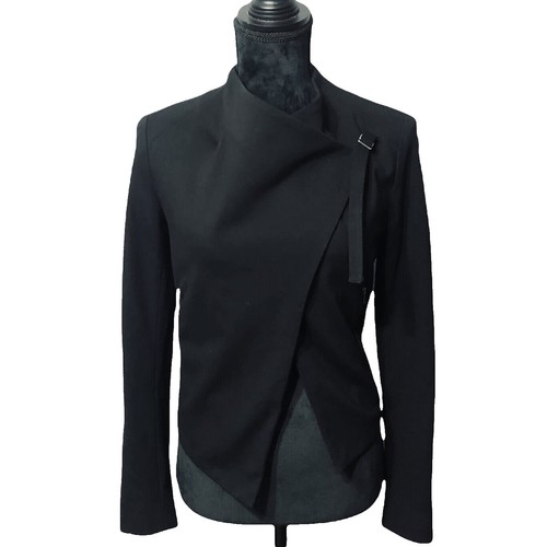 Helmut Lang Womens XS Taupe Villous Knit Moto Jacket Asymmetric