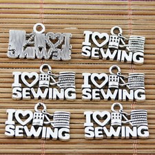 MIXED SET of 10 SEWING Charms Tibetan Silver Alloy TWO EACH - FREE SHIPPING