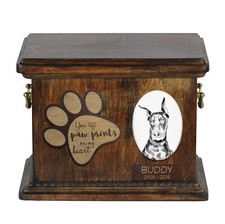 Dobermann Urn With Ceramic Plate Art-Dog