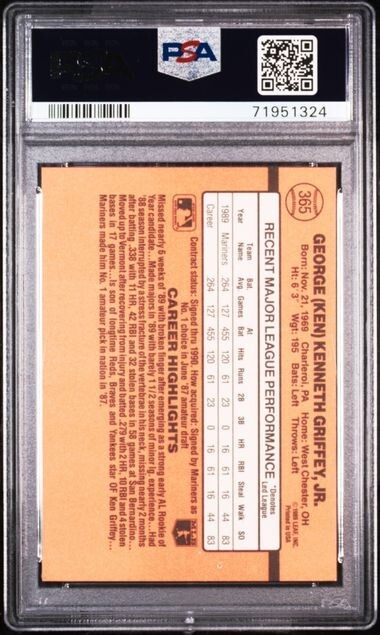 1990 Donruss 365 Ken Griffey Jr. Freshly Graded EXCELLENT 5 | eBay