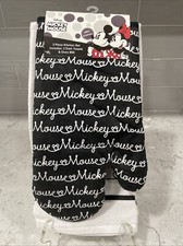 Set 3 Disney MICKEY MOUSE Black White LINEAR Kitchen 2 Dish Towels Oven Mitt