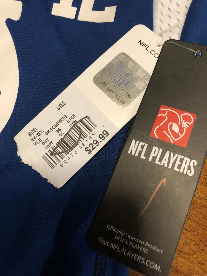 Ropa del equipo NFL Colts Andrew Luck azul manga corta camiseta niñas M 7/8 nueva con etiquetas $29 Foto 2 de 4