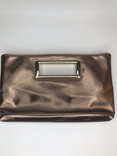 Charming Charlie Womens Bronze/Gold Clutch Purse Removeable Shoulder Chain NWOT