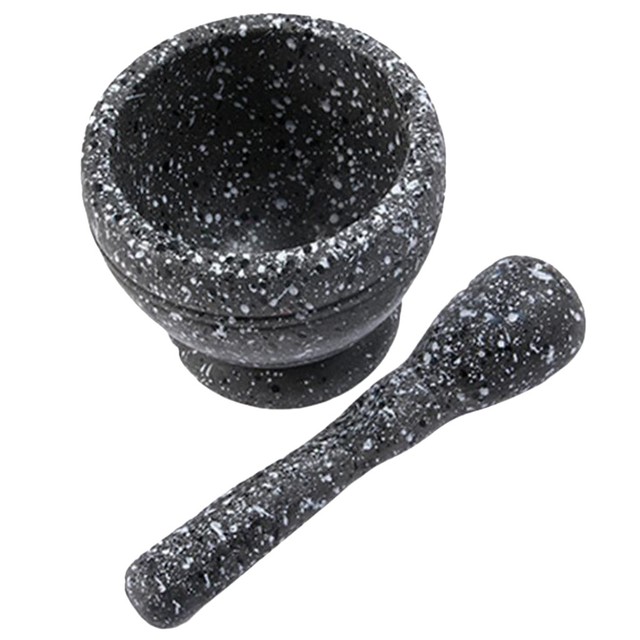Garlic Pounder Press Mincer Pestle Spice Mortar Condiment Bowl Granite