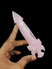 Pink Rose Quartz Glass Arrowhead ,Obsidian  Spearhead Handcrafted  5.5-6"Inches.