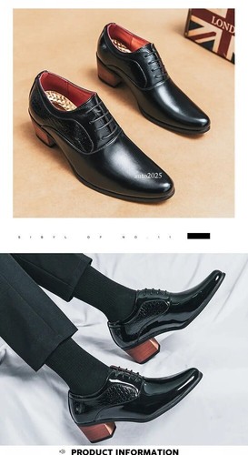 Men's Cuban Heels Lace Up Wedding Groom Oxfords Dressy Party Business Shoes Size - Picture 7 of 26