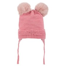 Infant  Toddler Knitted Winter Beanie with Pompom "Ears" For Girls