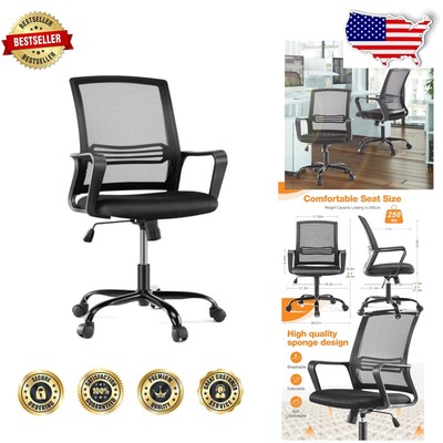 Ergonomic Black Mesh Office Chair with Lumbar Support and Adjustable Height