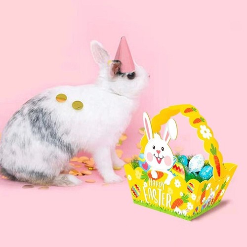 4Pcs Bunny/Chick Easter Paper Baskets Bunny Egg Chicken Boxes Children Crafts - Picture 6 of 12