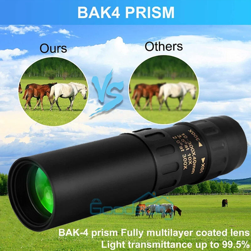 Day/Night Military Telescope 10-300X40mm Zoom Monocular +Tripod + Clip - Image 4 of 4