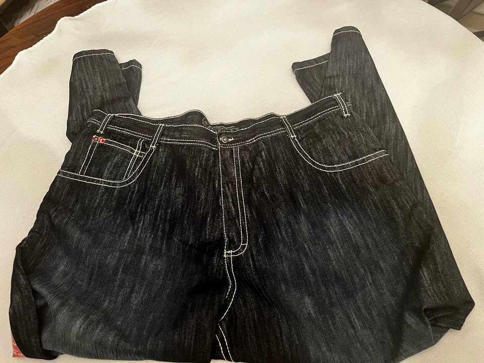 Southpole Y2K Super Baggy Black Red Tab Jeans 3187 Men Size 44X33 (Measures 46) - Image 4 of 4