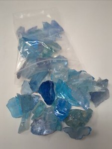 Sapphire Sky Blue Fenton Cullet Fragments 6 oz Wire Wrap Mosaics Glass Fusing