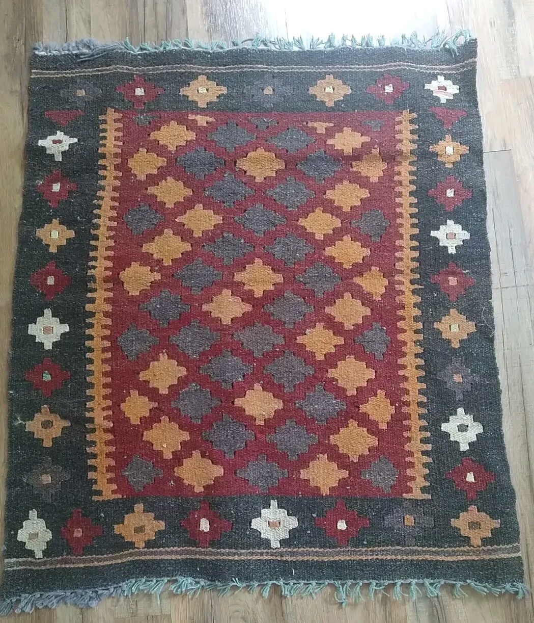Afghan/ Turkish Rug 41''x34'' Handwoven Wool Kilm, Caucasian Rug