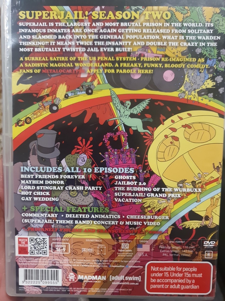 SUPERJAIL! SEASON TWO DVD CARTOON ADULT SWIM TV CULT SHOW SERIES 2