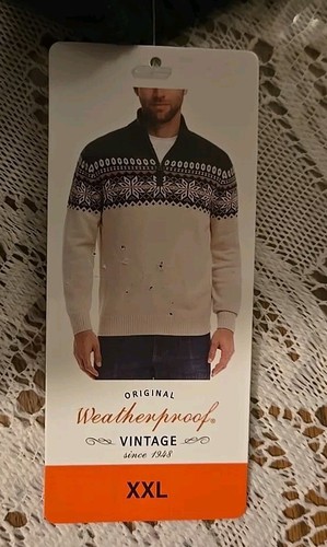 Weatherproof Vintage Men's 1/4 Zip Holiday SIZE XXL Sweater Classic Fair - NWT - Picture 3 of 9