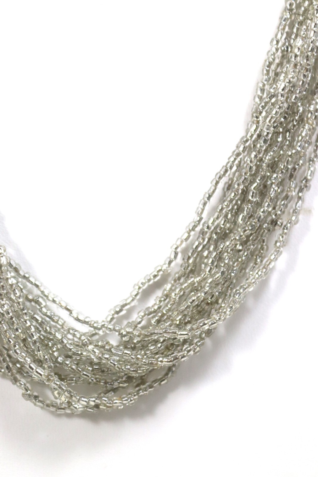 Multi Strand Clear Silver Beaded Infinity Necklace - image 3