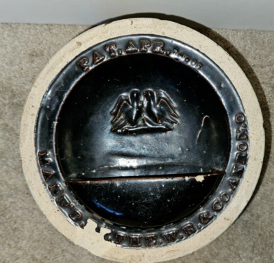 Antique W.R. & Co. Chicken Waterer Bird Feeder Stoneware Crock