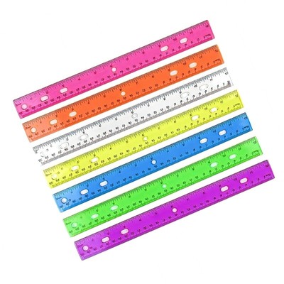 Clear Ruler with Hole 12Inch Straight Ruler Inches and Centimeters Double Scaled